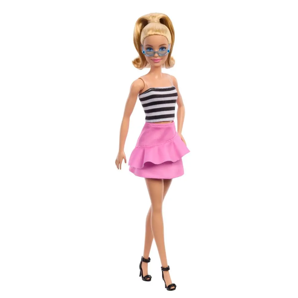 Barbie Fashionistas 65Th Anniversary Doll #213 With Blonde Hair Wears Striped Top, Pink Skirt & Sunglasses For Ages 3 Years & Up 1