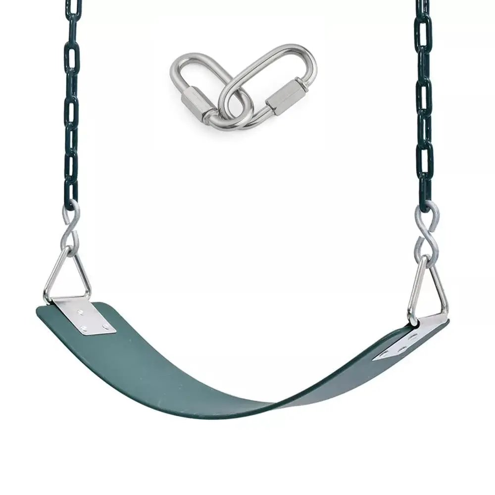 Reznor Eva Flexible Swing Seat With 79 Inch Anti-Rust Plastic Coated Chain Set For Kids, Playground, Jungle & Gym, Green 1
