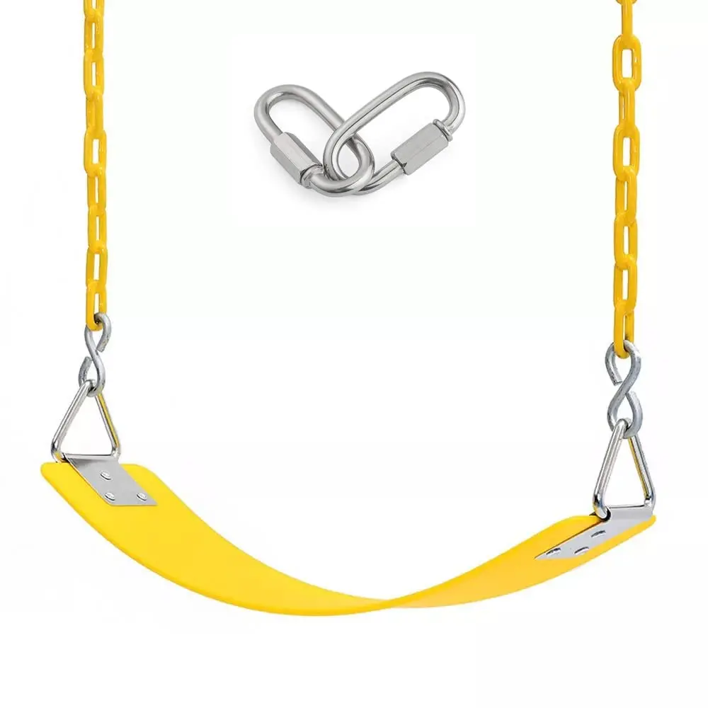 Reznor Eva Flexible Swing Seat With 79 Inch Anti-Rust Plastic Coated Chain Set For Kids, Playground, Jungle & Gym, Yellow 1