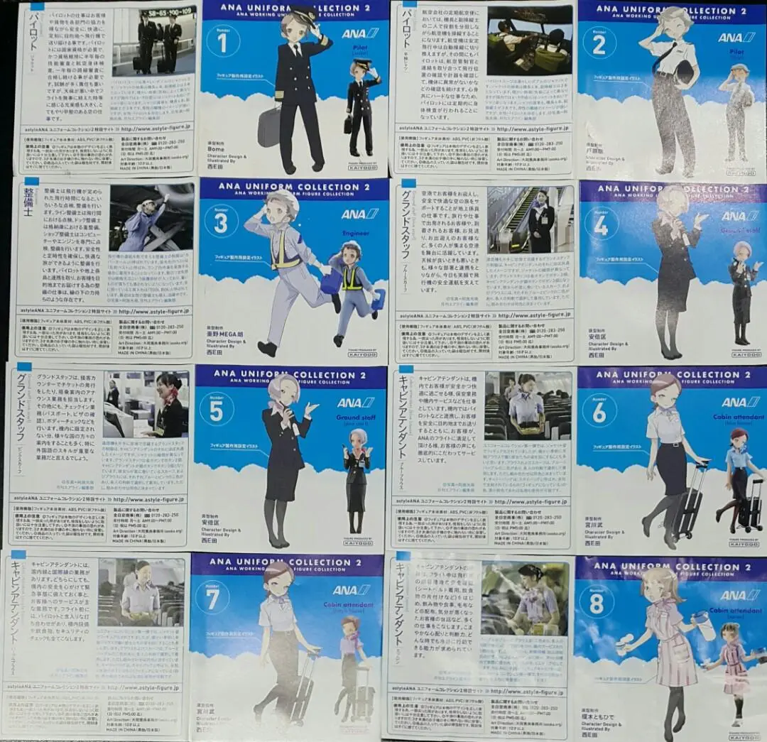 Kaiyodo 42923 全日空 制服珍藏 第二彈 工作制服人物大集合 機師 工程師 地勤人員 機艙服務員 盒蛋套裝 Ana Uniform Collection 2 Ana Working Uniform Figure Collection Pilot Jacket Shirt Engineer Ground Staff Blue Pink Scarf Cabin Attendant Blue Purple Blouse Apron Set (Buy-Mc) L 2