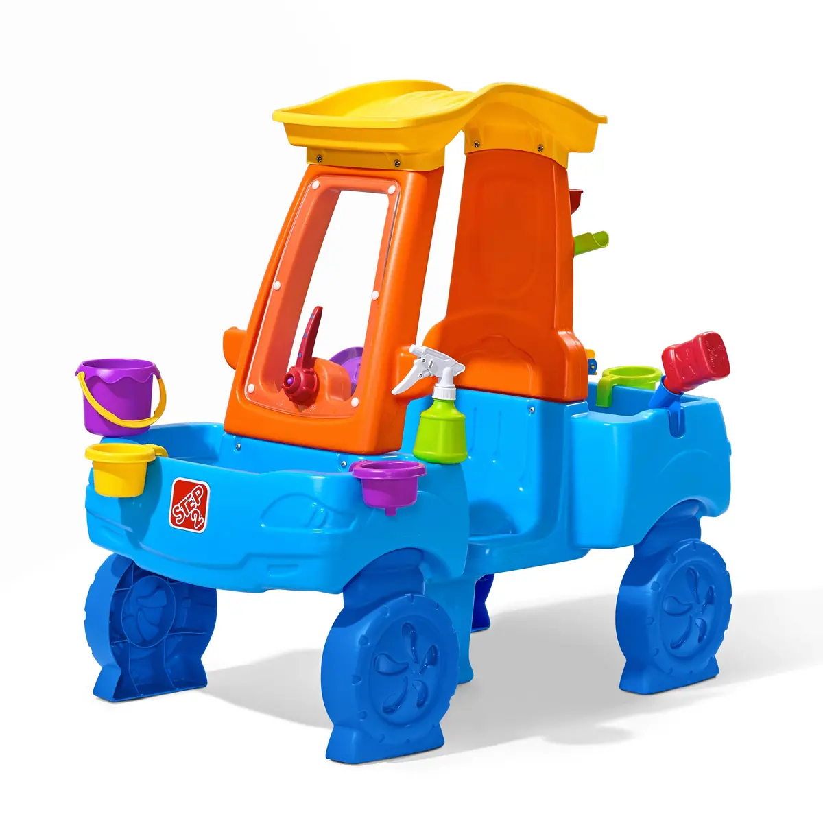 Step2 Car Wash Splash Center Kids Outdoor Water Table Toy For Toddlers, Blue/Orange 1