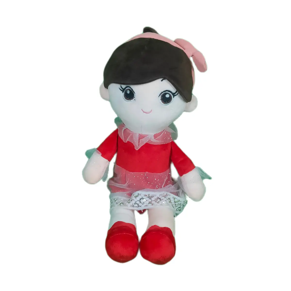 Play Hour Ellie Rag Doll Plush Soft Toy Wearing Red Dress For Ages 3 Years And Up, 45Cm 1