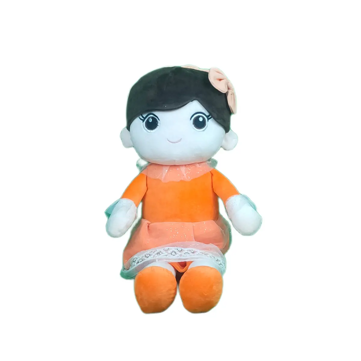 Play Hour Ellie Rag Doll Plush Soft Toy Wearing Orange Frock For Ages 3 Years And Up, 65Cm 1