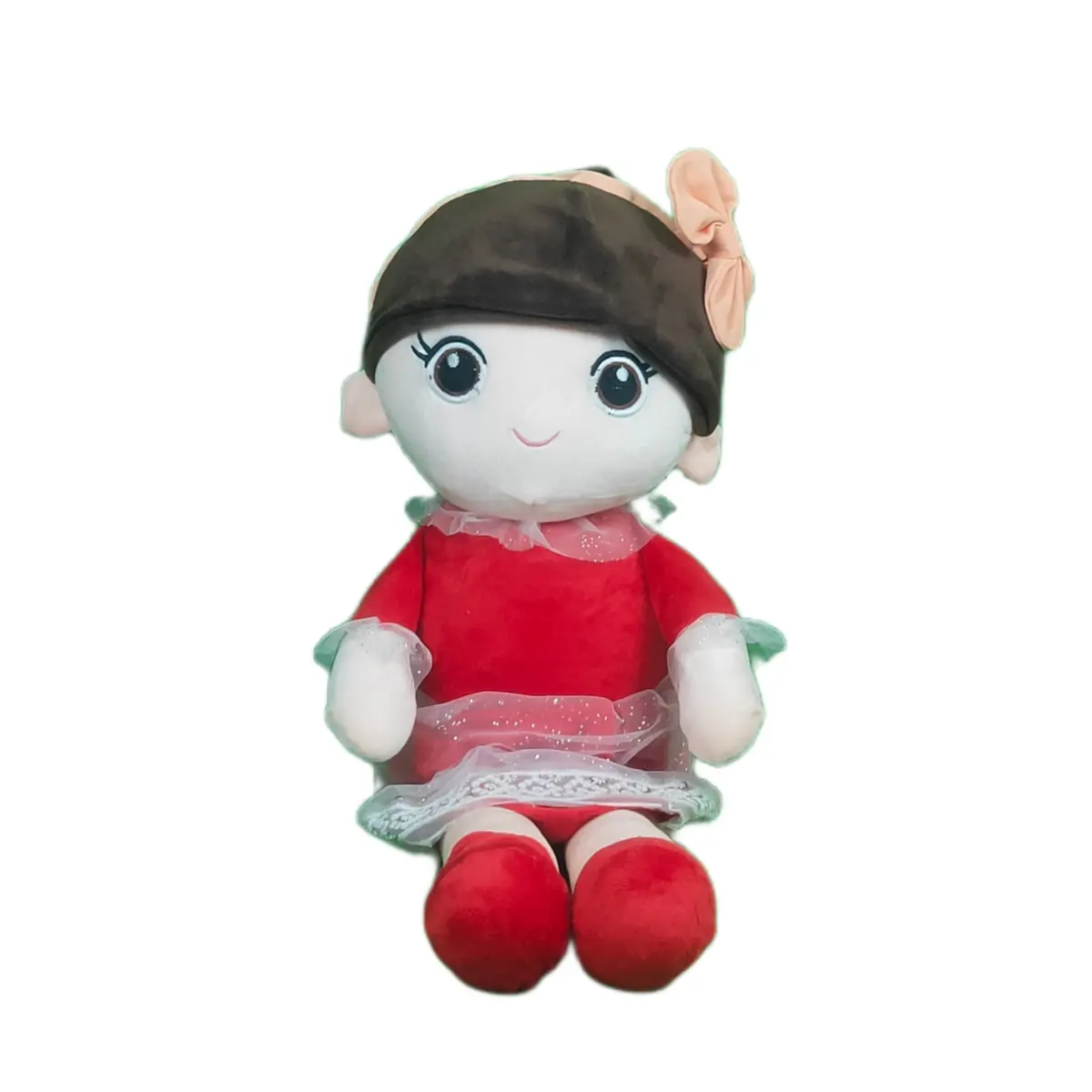 Play Hour Ellie Rag Doll Plush Soft Toy Wearing Red Frock For Ages 3 Years And Up, 65Cm 1