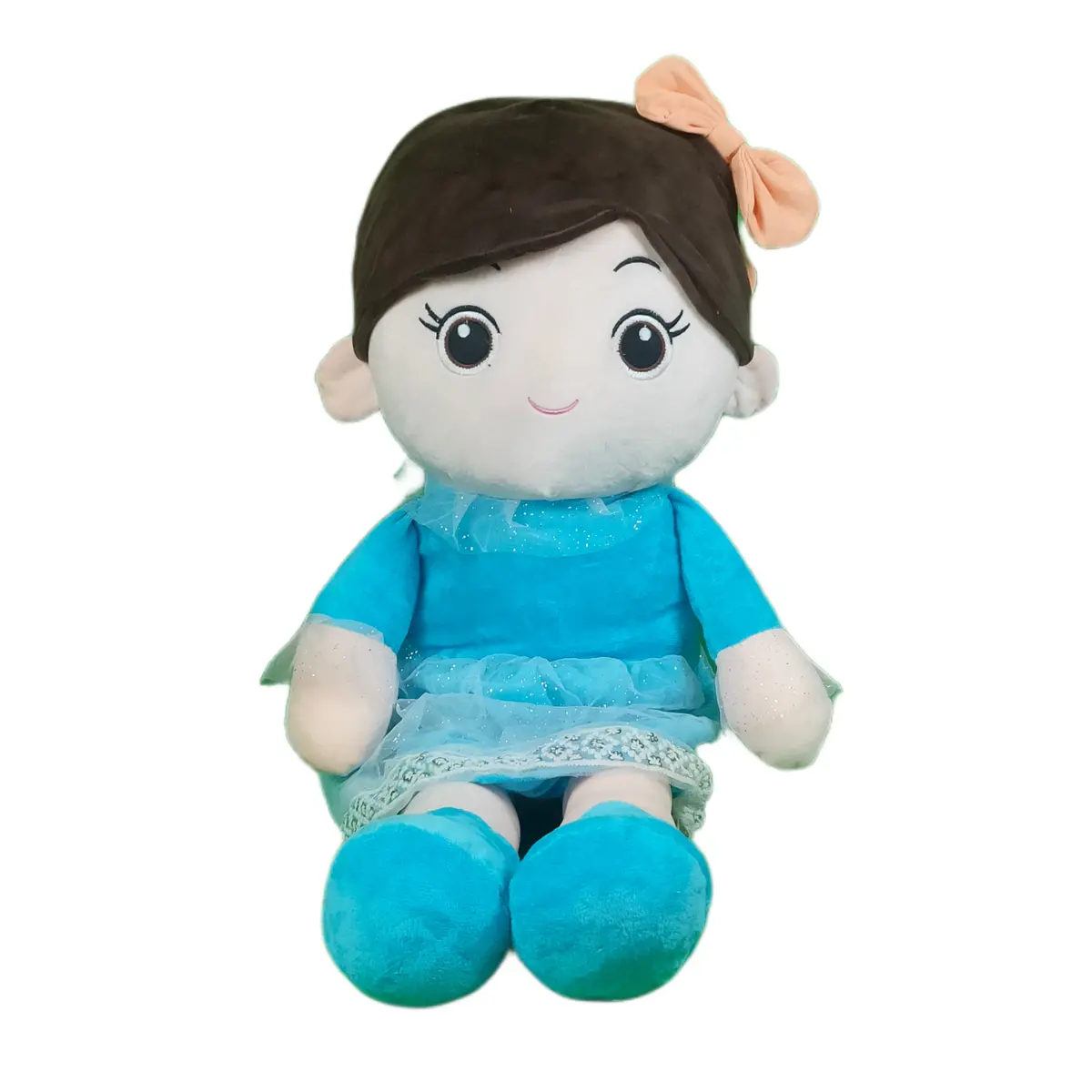 Play Hour Ellie Rag Doll Plush Soft Toy Wearing Sky Frock For Ages 3 Years And Up, 85Cm 1