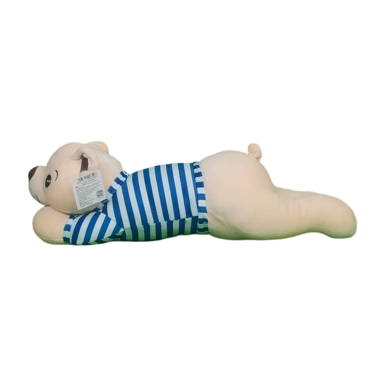 Play Hour Johny Bear Pillow Plush Soft Toy With Blue And White Stripes Cloth For Ages 3 Years And Up, 60Cm 1