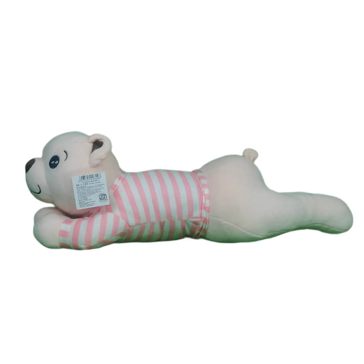 Play Hour Johny Bear Pillow Plush Soft Toy With Pink And White Stripes Cloth For Ages 3 Years And Up, 60Cm 1