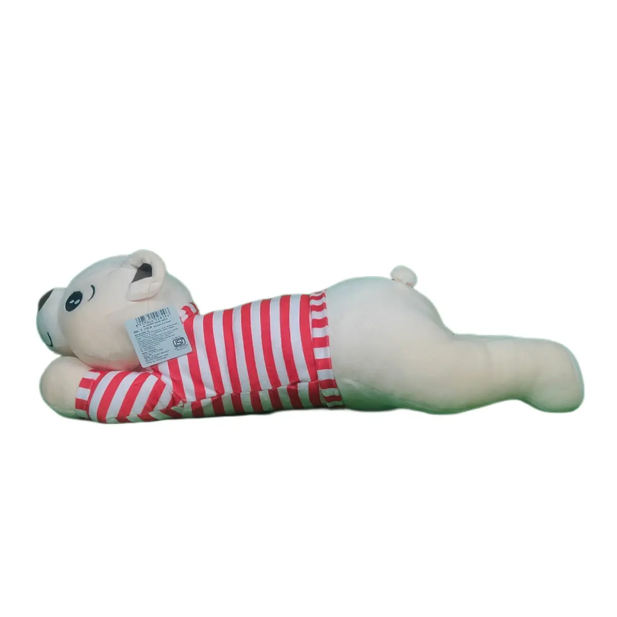 Play Hour Johny Bear Pillow Plush Soft Toy With Red And White Stripes Cloth For Ages 3 Years And Up, 60Cm 1