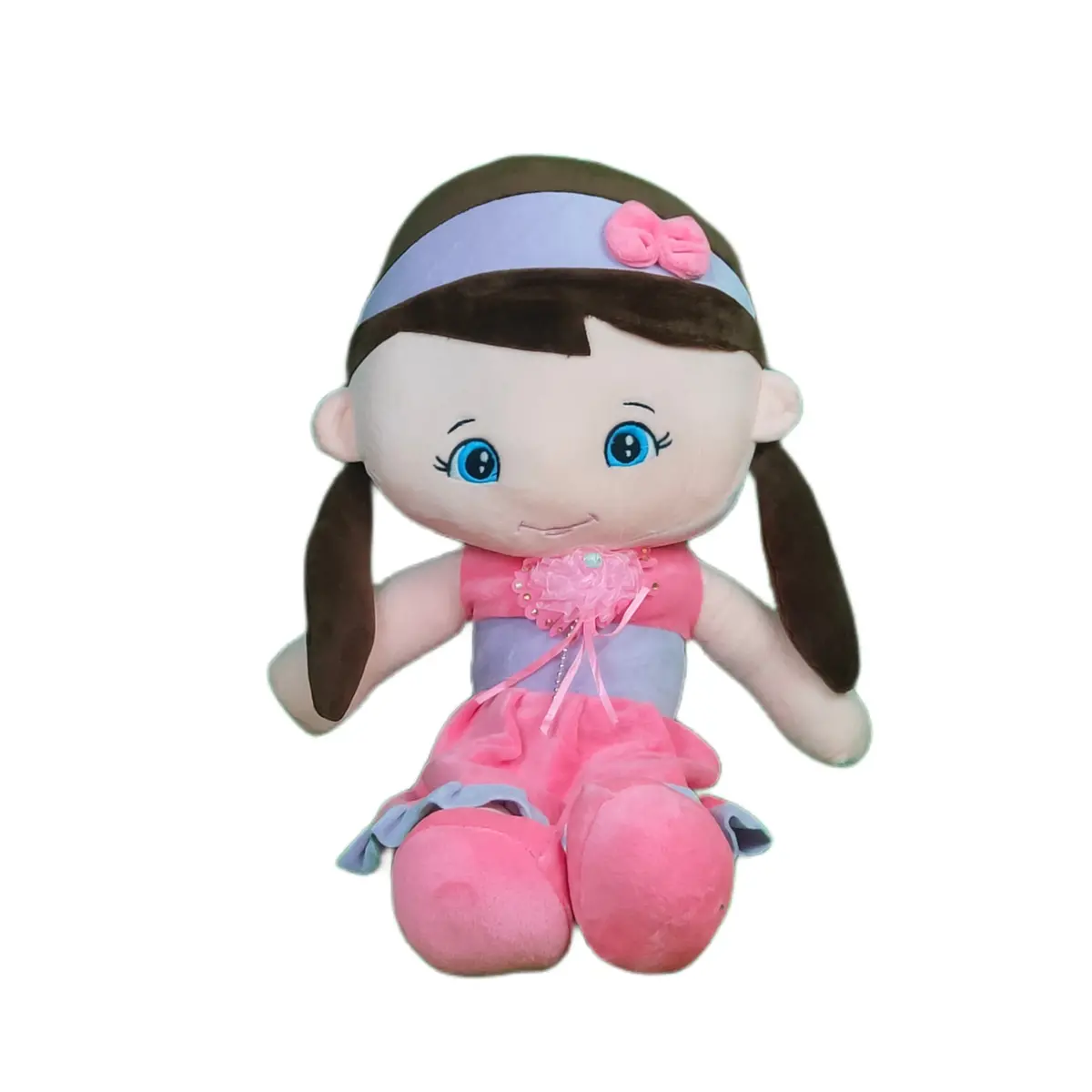 Play Hour Melly Rag Doll Plush Soft Toy Wearing Pink & Purple Frock For Ages 3 Years And Up, 70Cm 1