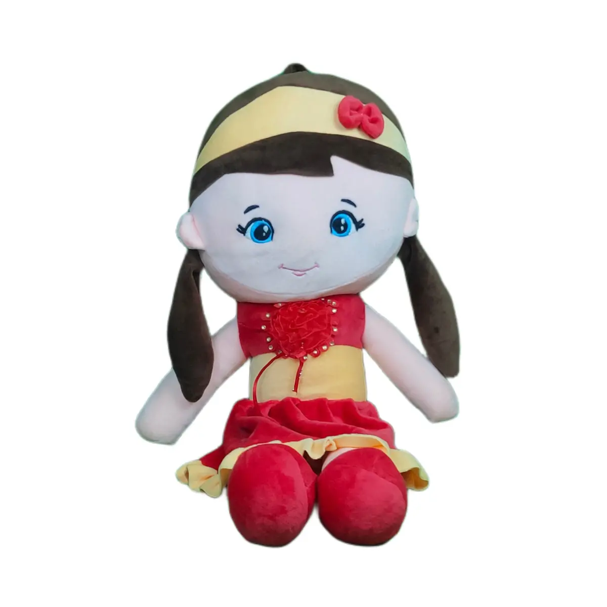 Play Hour Melly Rag Doll Plush Soft Toy Wearing Red & Yellow Frock For Ages 3 Years And Up, 70Cm 1