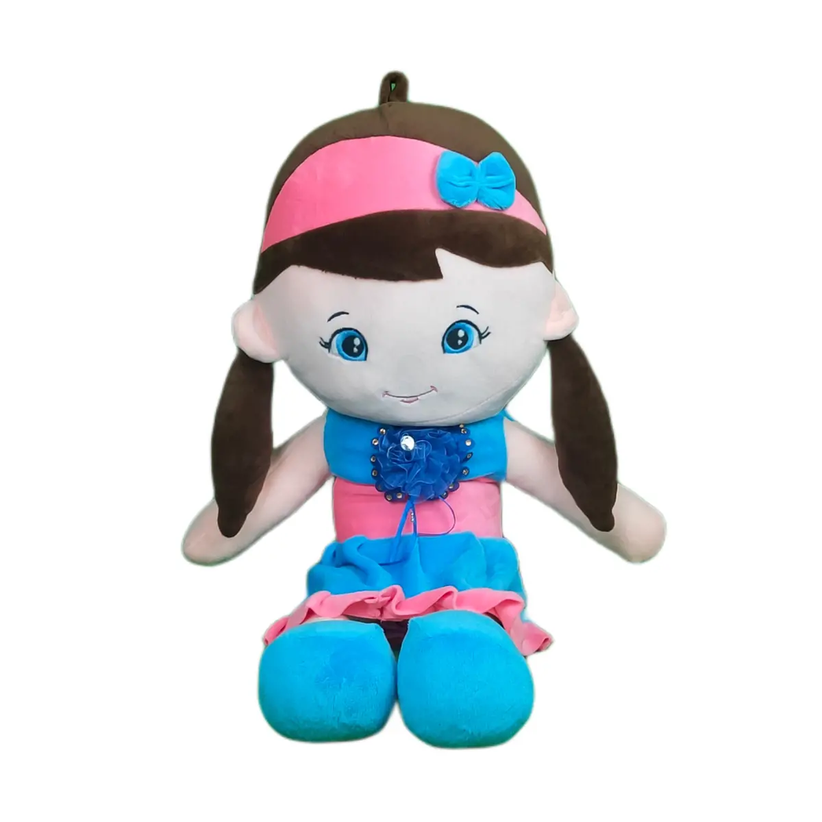 Play Hour Melly Rag Doll Plush Soft Toy Wearing Blue & Pink Frock For Ages 3 Years And Up, 70Cm 1