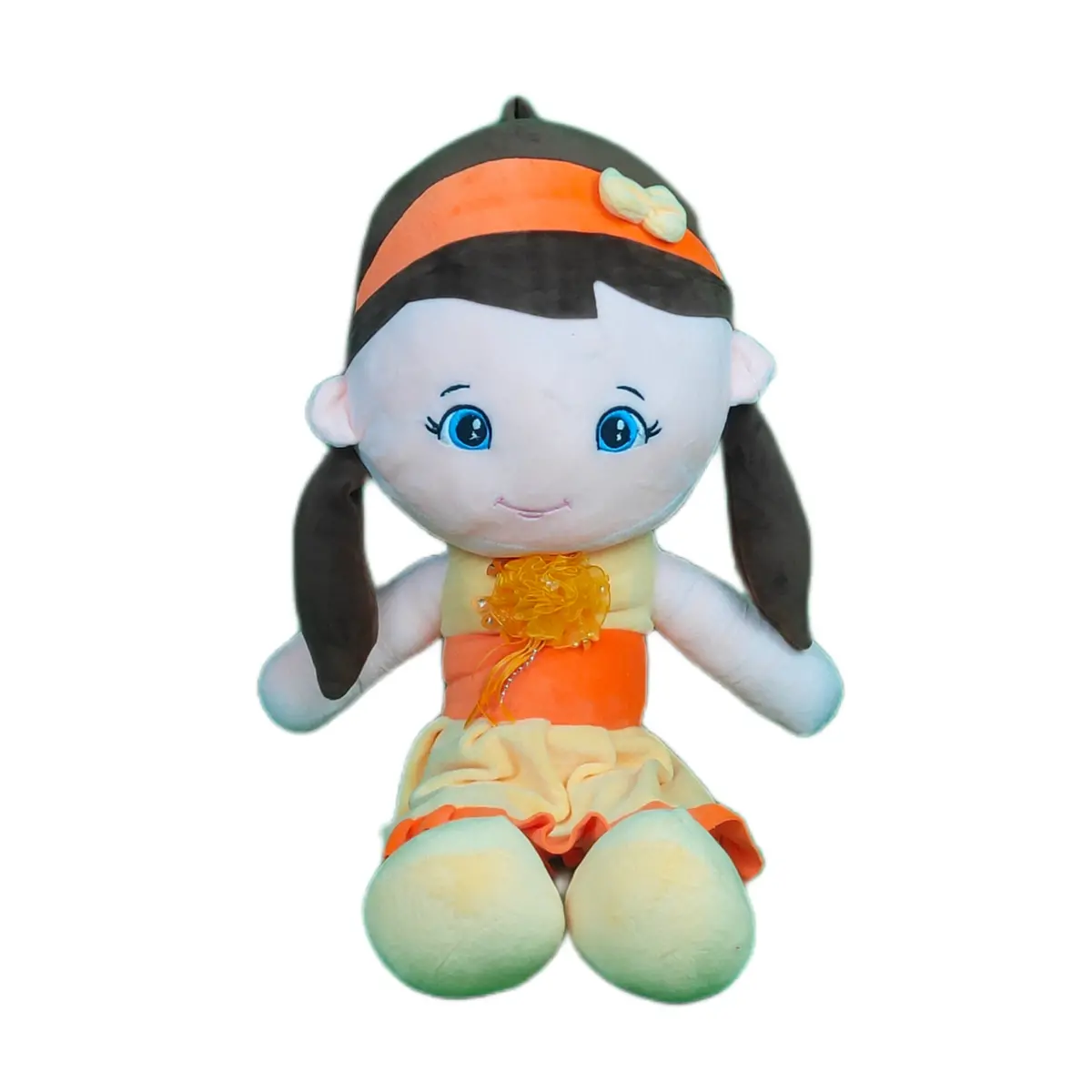 Play Hour Melly Rag Doll Plush Soft Toy Wearing Yellow & Orange Frock For Ages 3 Years And Up, 70Cm 1
