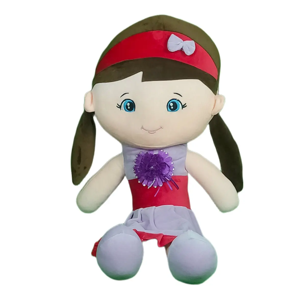 Play Hour Melly Rag Doll Plush Soft Toy Wearing Red & Lavender Dress For Ages 3 Years And Up, 80Cm 1
