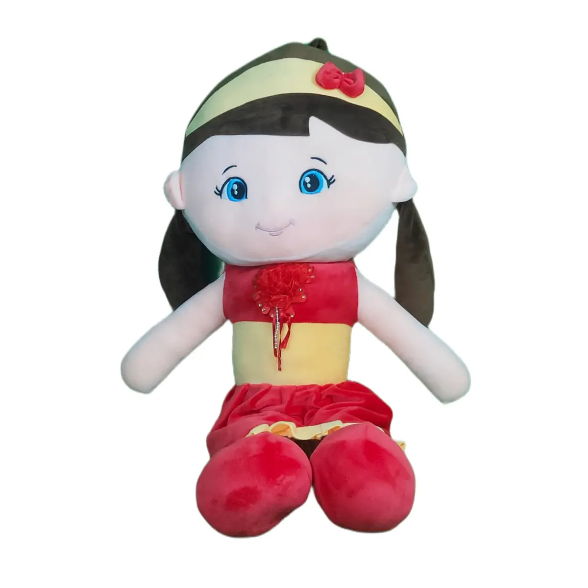 Play Hour Melly Rag Doll Plush Soft Toy Wearing Yellow & Red Dress For Ages 3 Years And Up, 80Cm 1