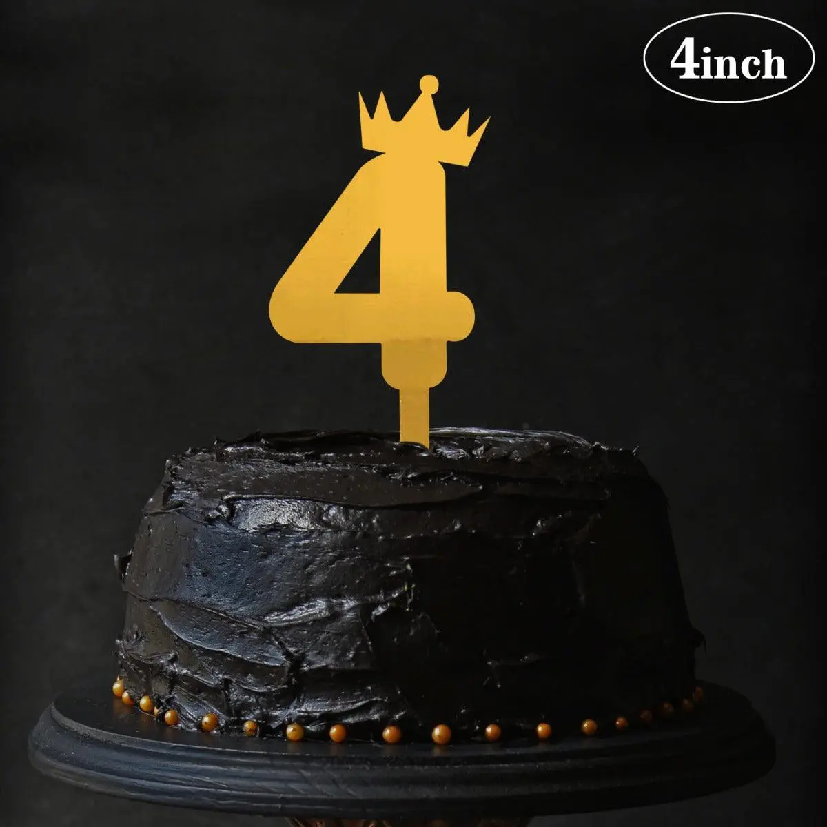 Partycorp Gold Acrylic Number Four Digit 4 Inch Cake Topper,1 Piece 1
