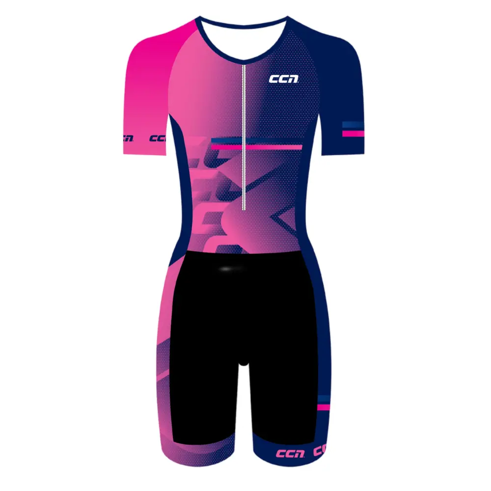 Ccn Short Sleeve Tri Suit Pink/Blue W 1