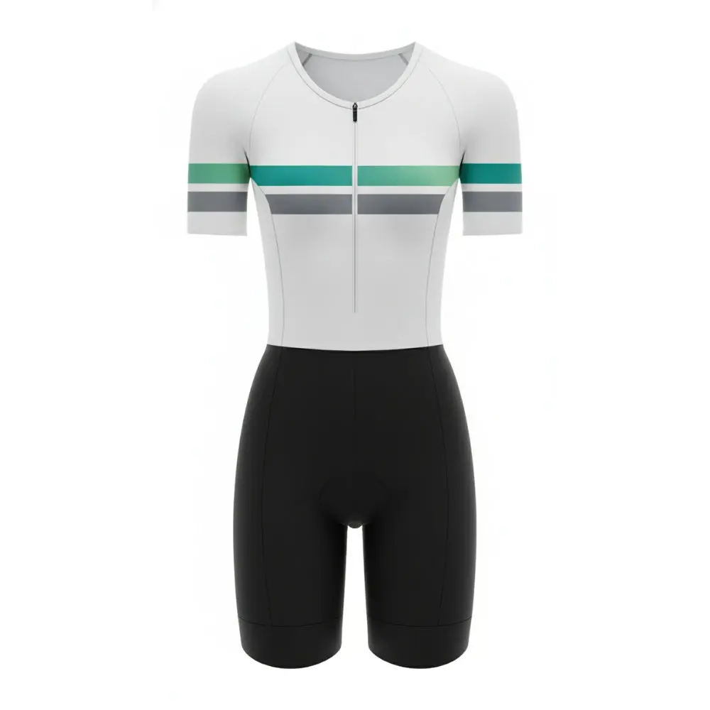 Womens Komsa Swift Tri Suit Short Sleeve White/Green 1