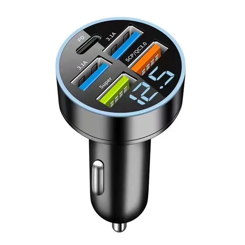 5-Port Usb Car Charger With Digital Display 1