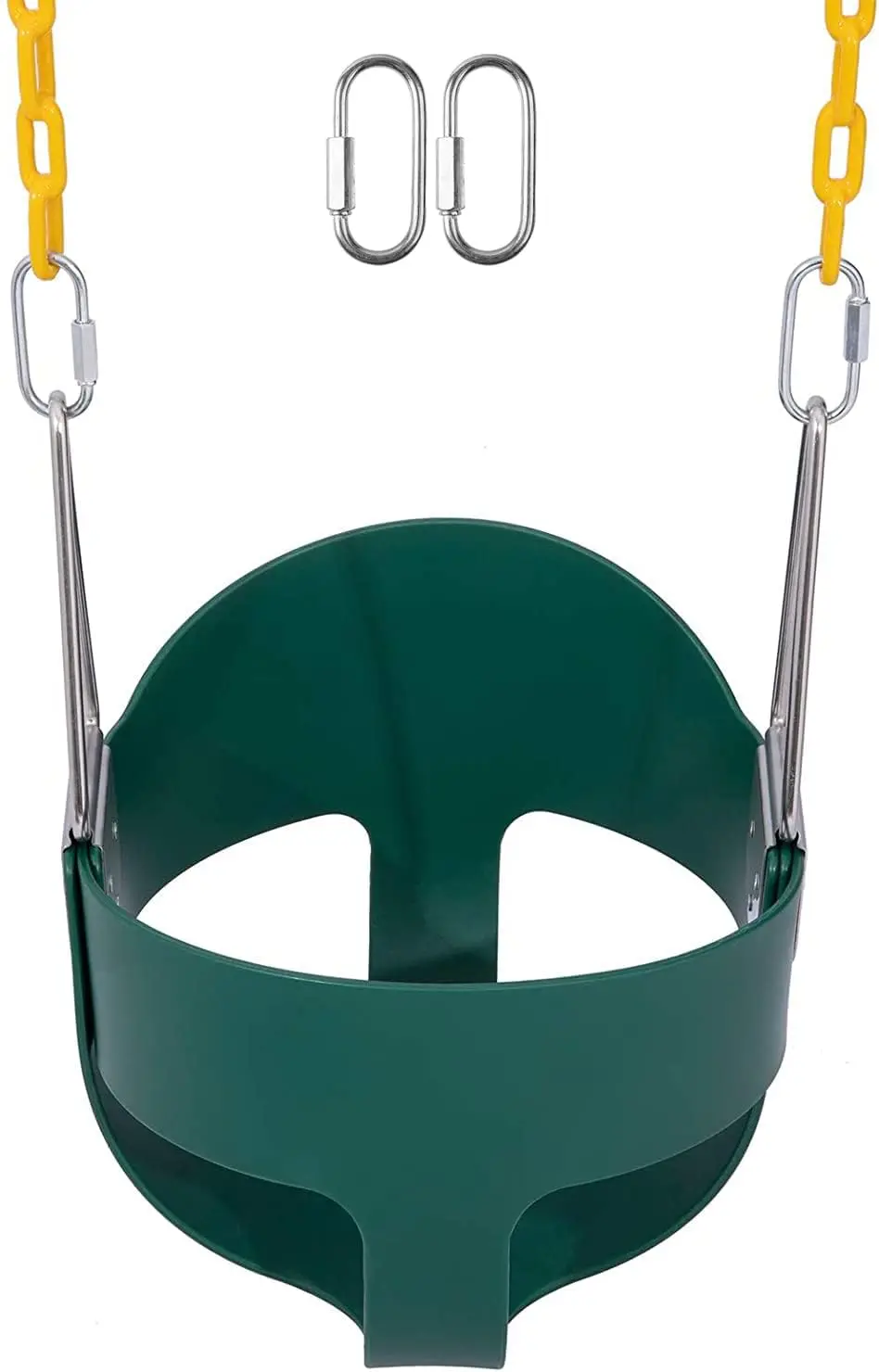 Reznor Eva Plastic High Back Full Bucket Toddler Baby Swing Seat With 60 Inch Plastic Coated Chain Set, Green/Yellow 1