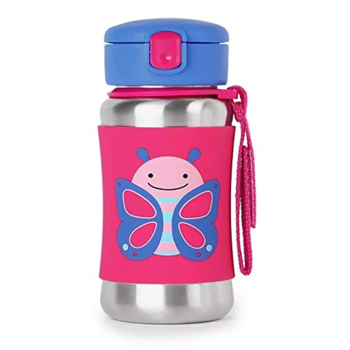 Skip Hop Zoo Back To School Sports Bottle Butterfly - Stainless Steel Sipper For Ages 3-6 Years 1