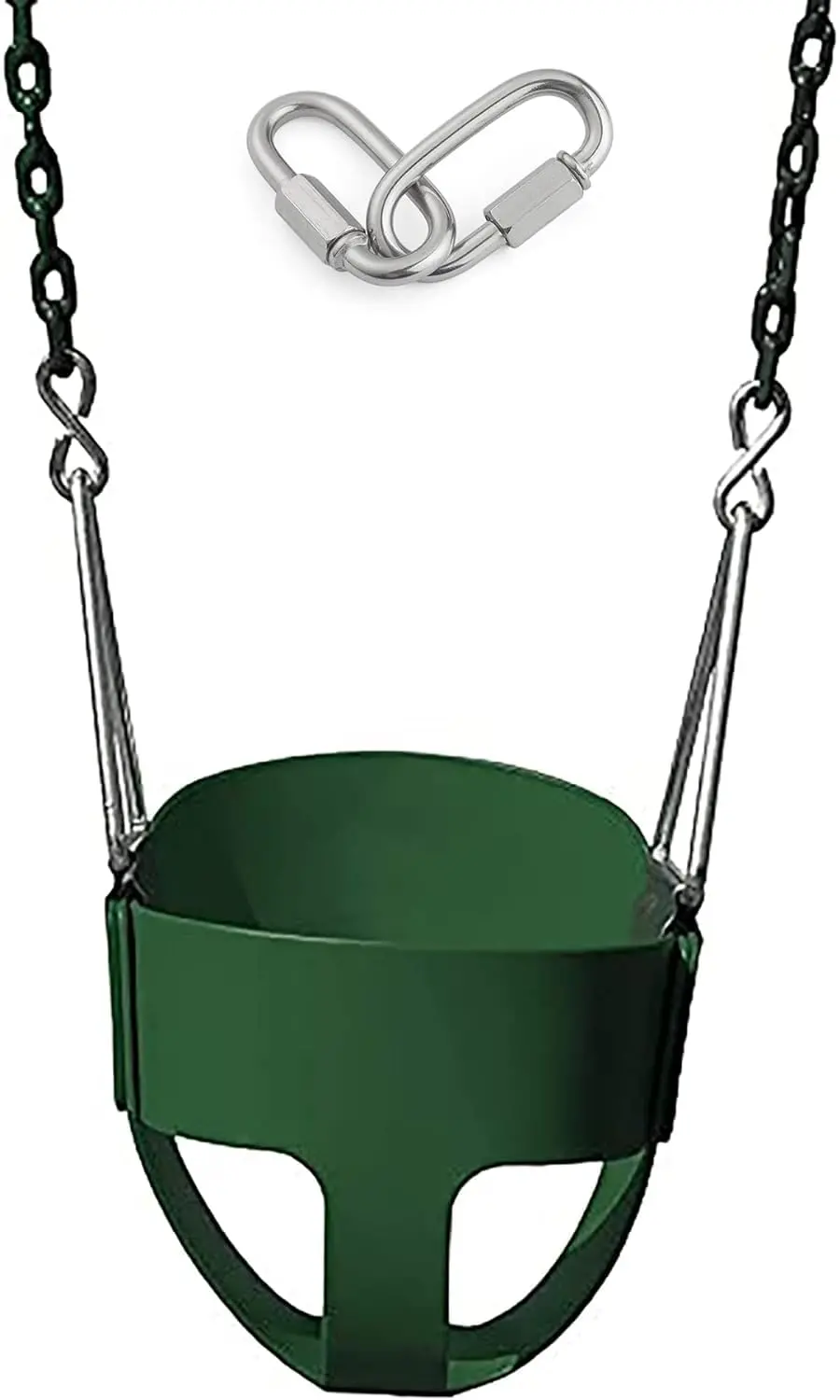 Reznor Eva Plastic High Back Full Bucket Toddler Baby Swing Seat With 60 Inch Plastic Coated Chain Set, Green 1