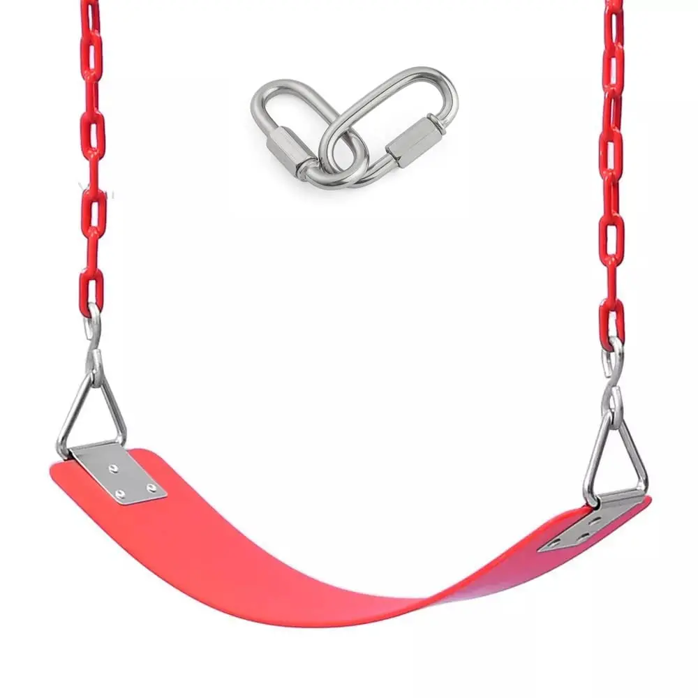 Reznor Eva Flexible Swing Seat With 79 Inch Anti-Rust Plastic Coated Chain Set For Kids, Playground, Jungle & Gym, Red 1