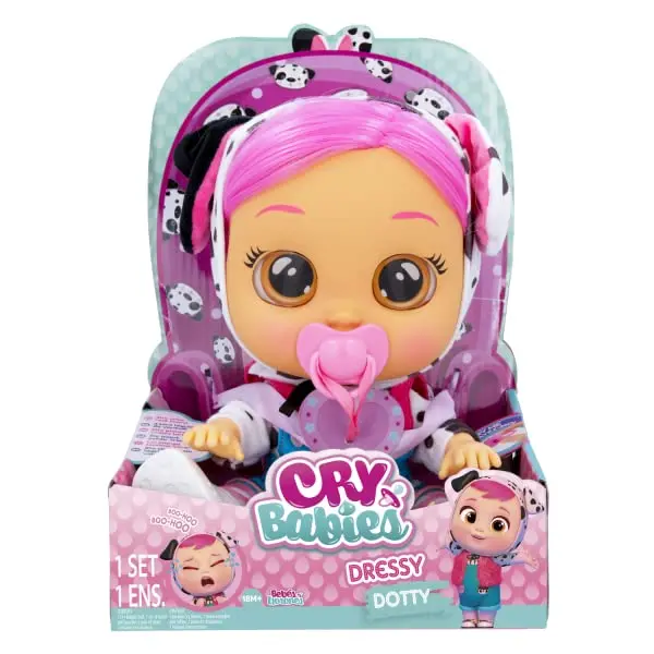 Cry Babies 12'' Dressy Dotty Doll With Tears And Sounds Feature For Baby And Toddlers Ages 18 Months And Up 1