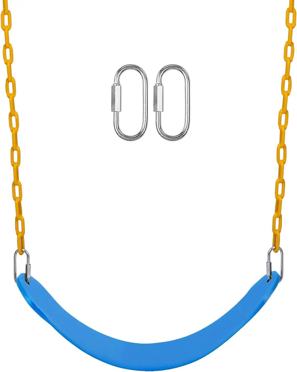 Reznor Eva Plastic Flexible Swing Seat With 79 Inch Plastic Coated Chain Set, Weight Support Upto 150Kg, Blue/Yellow 1