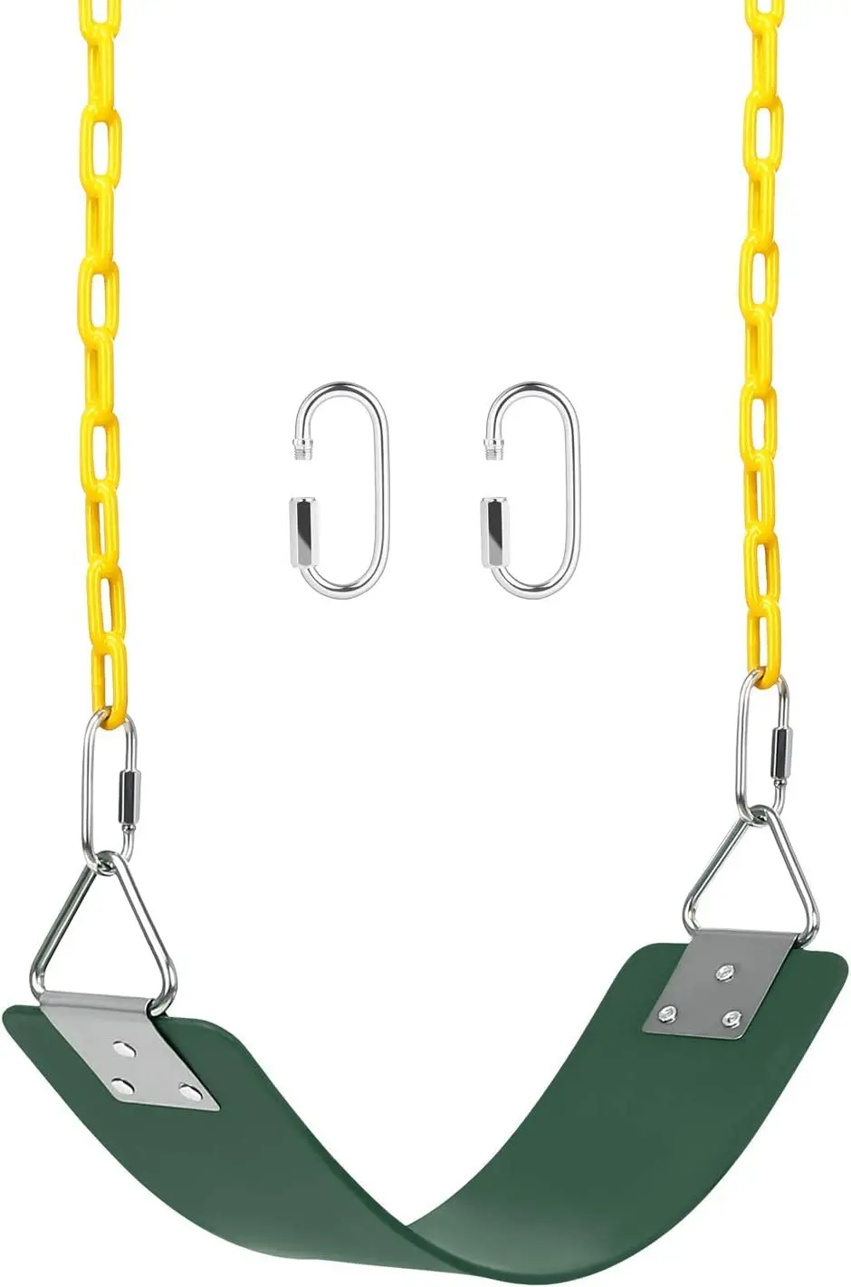 Reznor Eva Plastic Flexible Swing Seat With 60 Inch Plastic Coated Chain Set, Weight Support Upto 150Kg, Green/Yellow 1