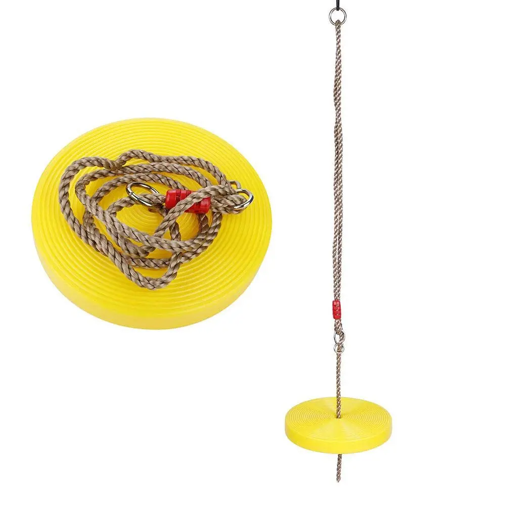 Reznor Plastic Round Disc Hanging Tree Rope Swing For Kids Children Outdoor Indoor Play Activity, Yellow 1