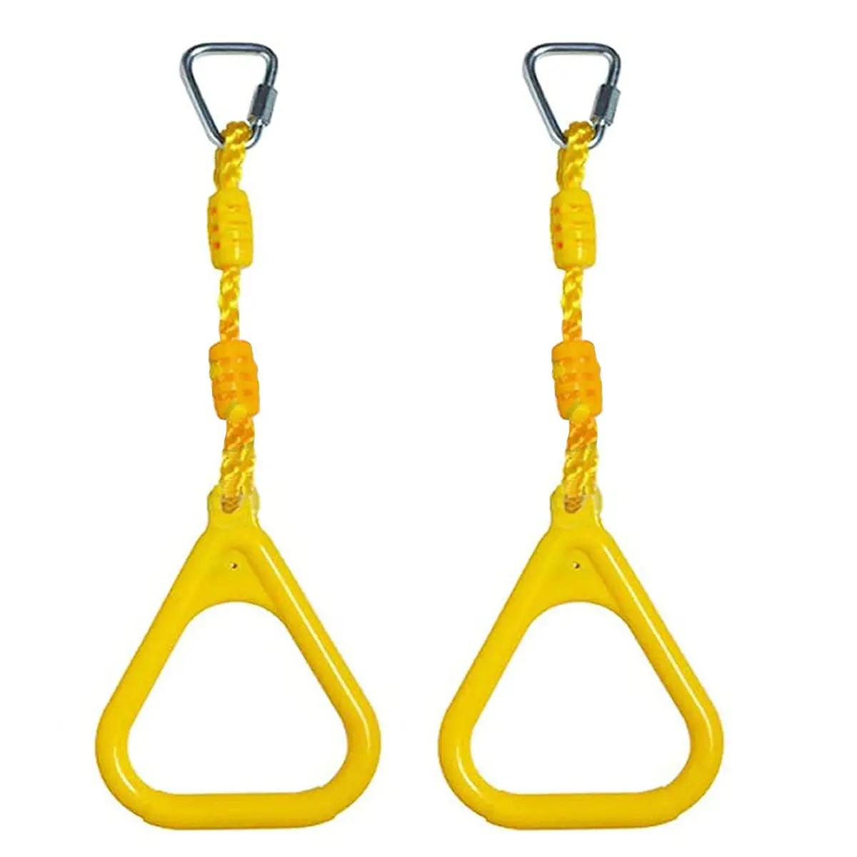 Reznor Triangle Rings Swing Set With Locking Delta Quick Links For Indoor Jungle Gym Play Set, Yellow 1