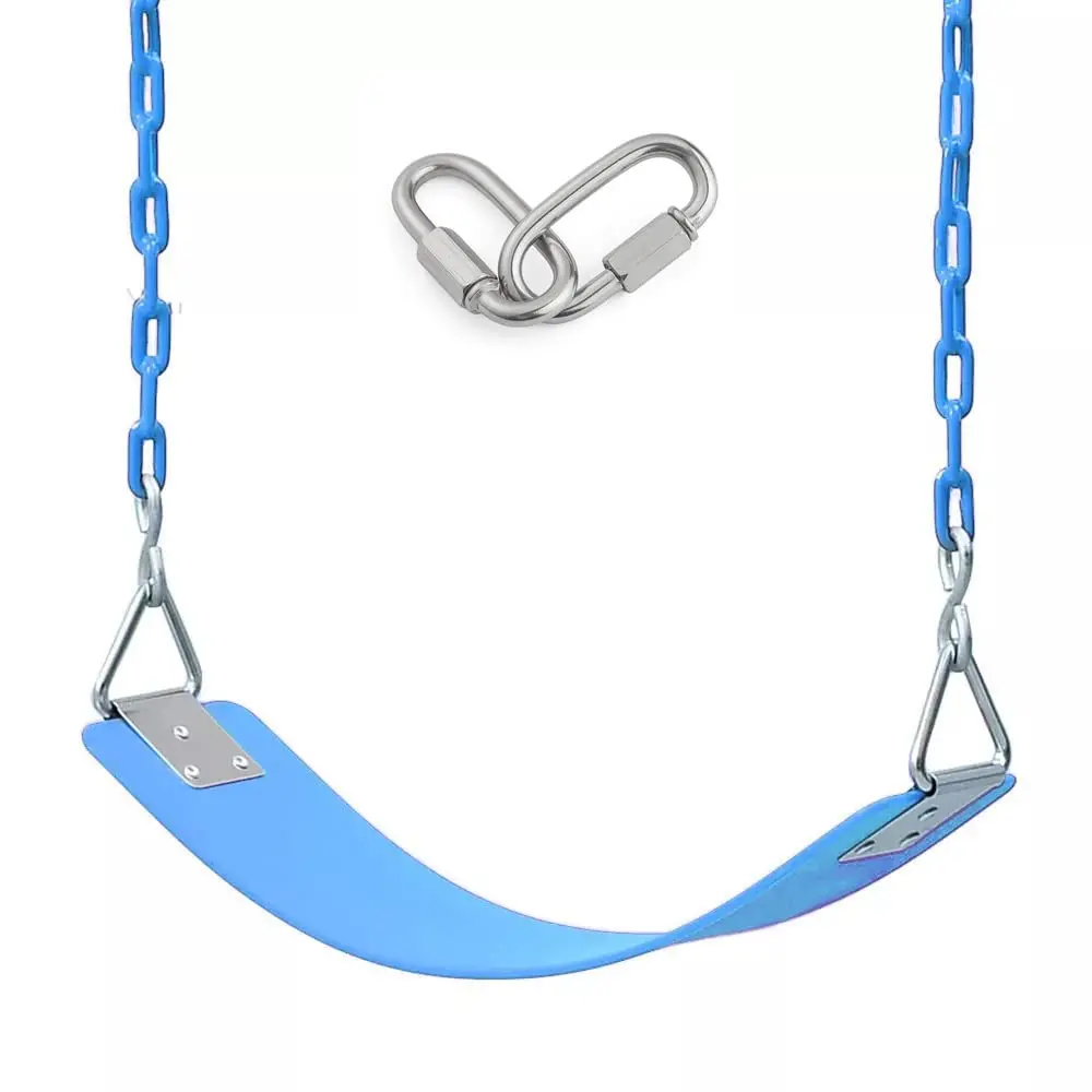 Reznor Eva Flexible Swing Seat With 79 Inch Anti-Rust Plastic Coated Chain Set For Kids, Playground, Jungle & Gym, Blue 1