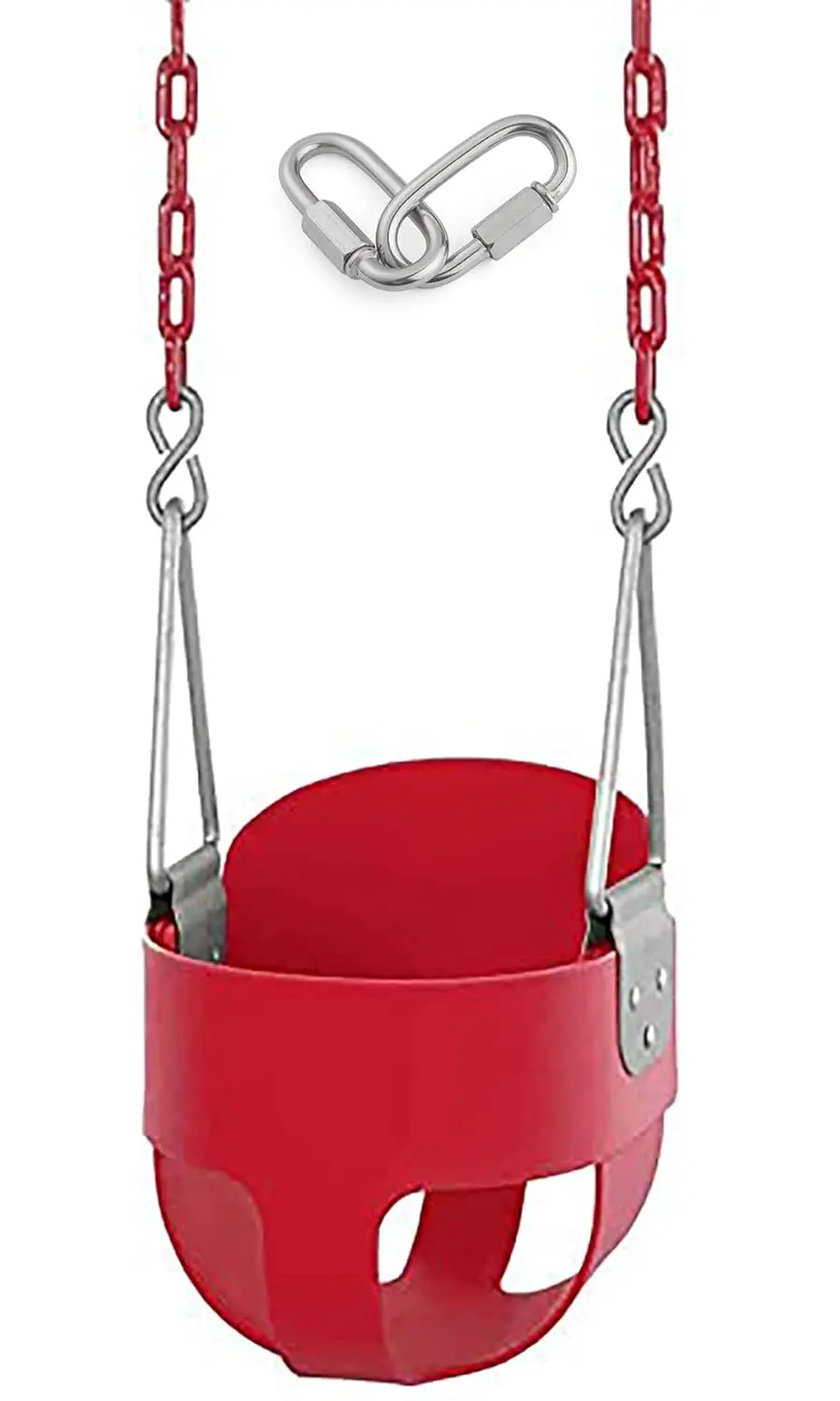Reznor Eva Plastic High Back Full Bucket Toddler Baby Swing Seat With 60 Inch Plastic Coated Chain Set, Red 1