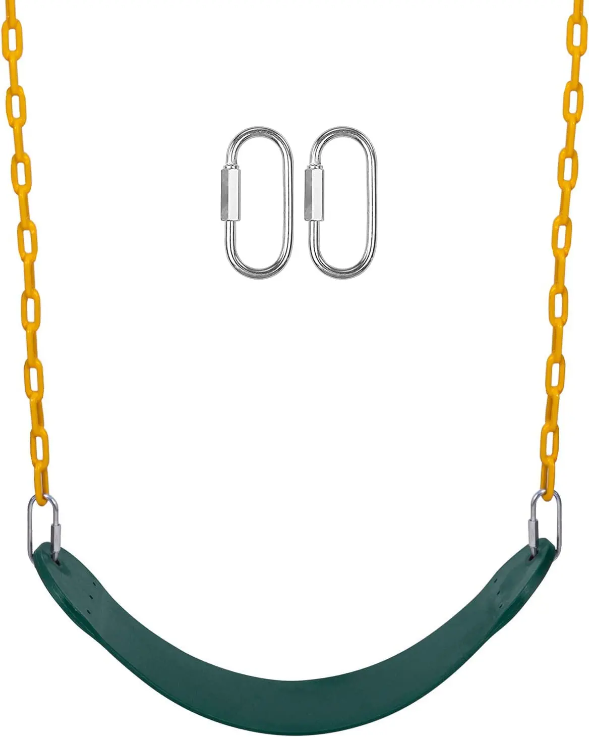 Reznor Eva Plastic Flexible Swing Seat With 79 Inch Plastic Coated Chain Set, Weight Support Upto 150Kg, Green/Yellow 1
