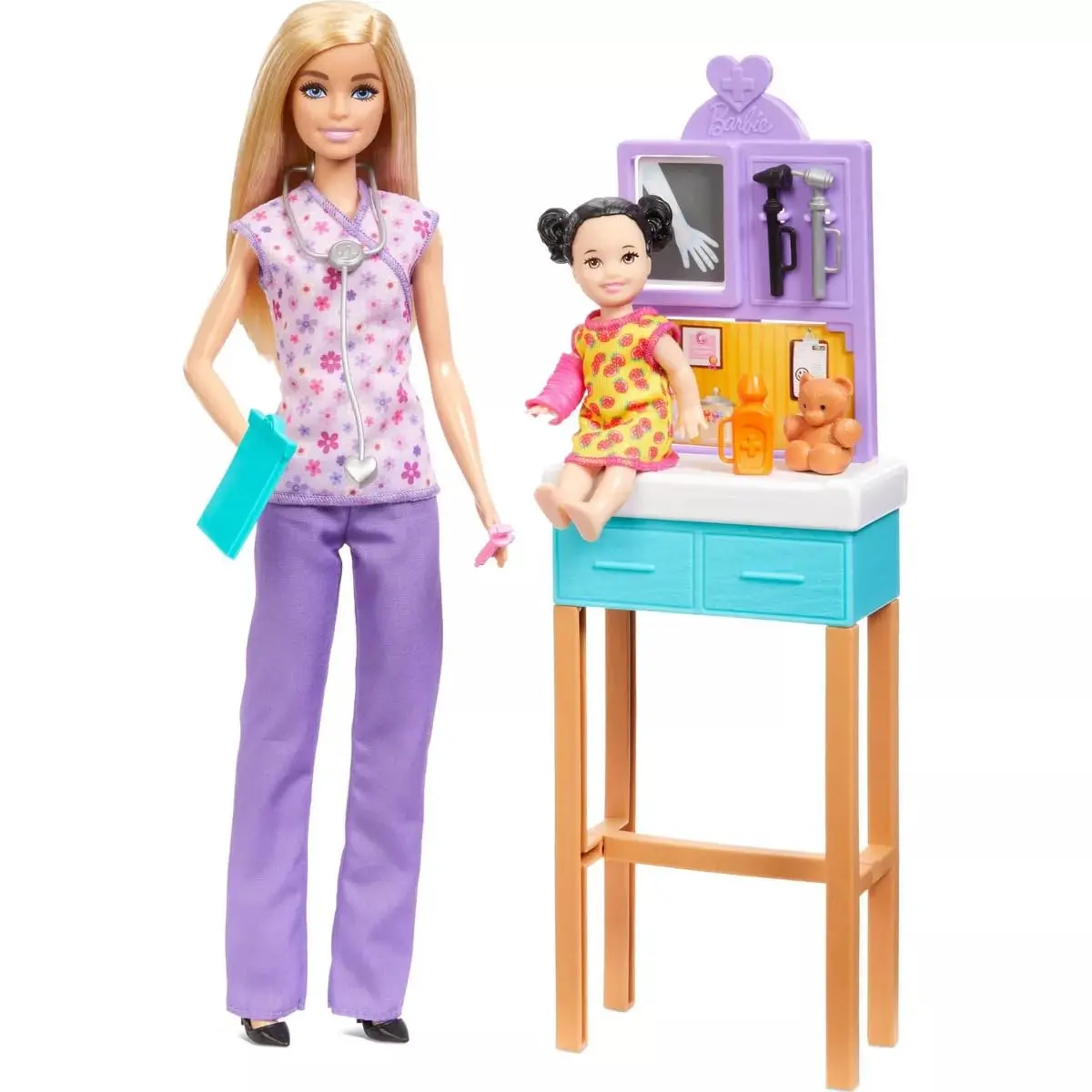 Barbie Pediatrician Doll And Doctor Playset With Purple Scrubs & Accessories For Kids Ages 3+ 1