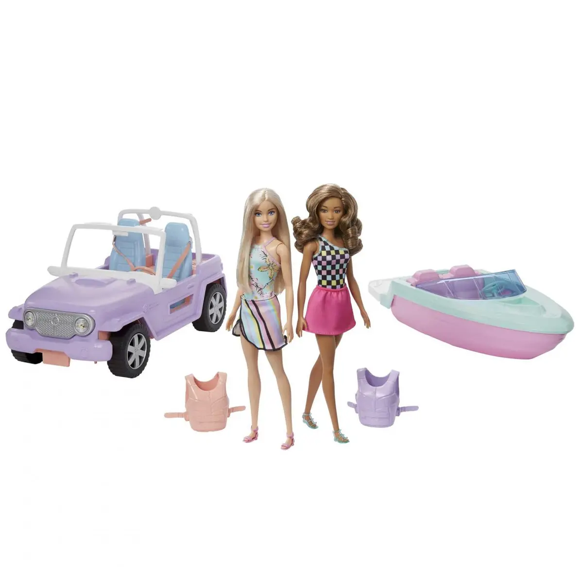 Barbie Off Road Vehicles & Floating Boat 2 Pack Giftset With 2 Dolls & Accessories For Kids Ages 3 Years & Up 1