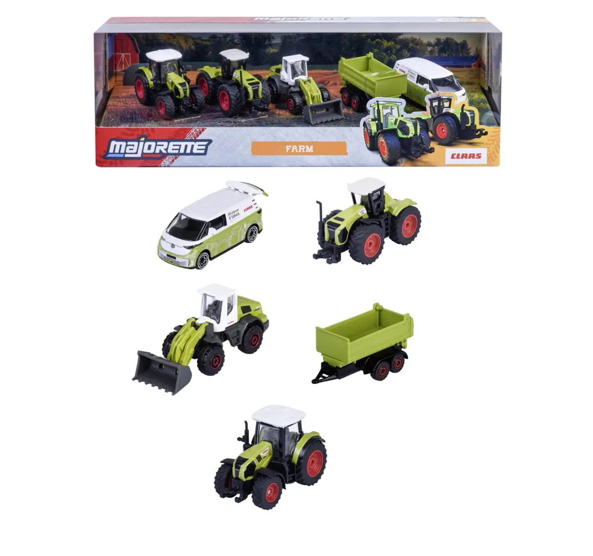 Majorette Claas Farm 5 Pack Set - Metal Toy Car With Freewheel, Suspension & Opening Parts For Kids & Collectors 1