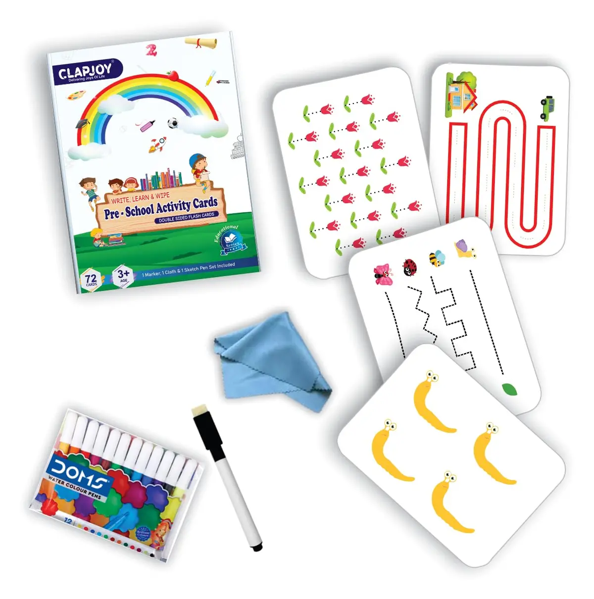 Clapjoy Reusable Flash Cards For Kids|72 Double Sided Early Learning Flash Cards For Kids For Age 2 To 5 Years 1