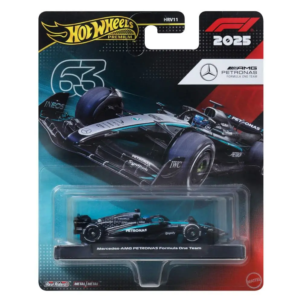 Hot Wheels Race Team Mercedes-Amg Petronas F1 Team (#63) 1:64 Scale Premium Die-Cast Formula 1 Collectible Toy Race Car With Real Riders Tires & Metal/Metal Body & Chassis For Collectors 1