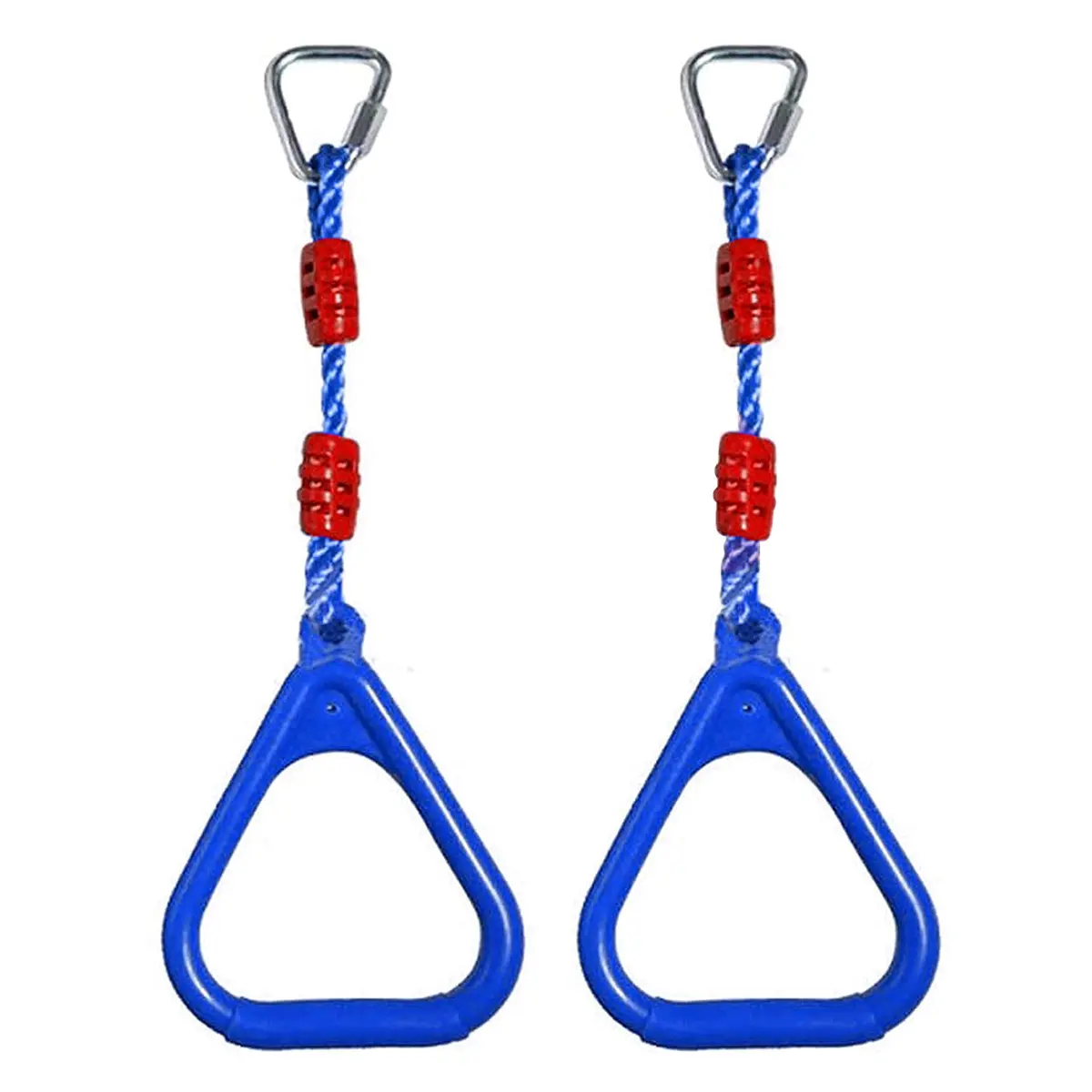 Reznor Triangle Rings Swing Set With Locking Delta Quick Links For Indoor Jungle Gym Play Set, Blue 1
