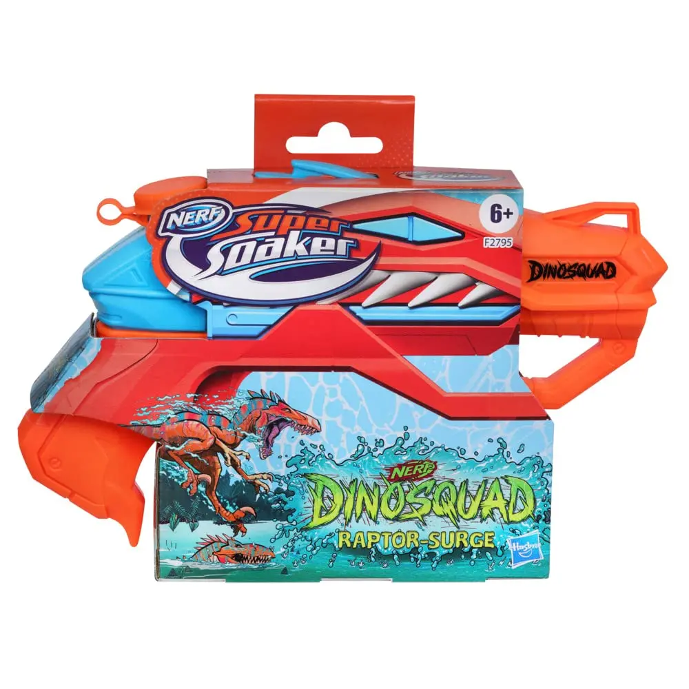 Nerf Super Soaker Dinosquad Raptor-Surge Water Blaster, Trigger-Fire Soakage Pichkari For Outdoor Water Games, Branded Toy Pichkari For Holi Festival, 6+ 1