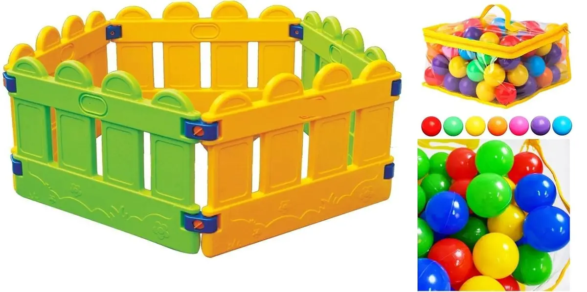 Reznor Beautiful Baby Ball Pool Mini Fence For Kids, 6 Pcs Set (Without Balls) (Hexa) 1