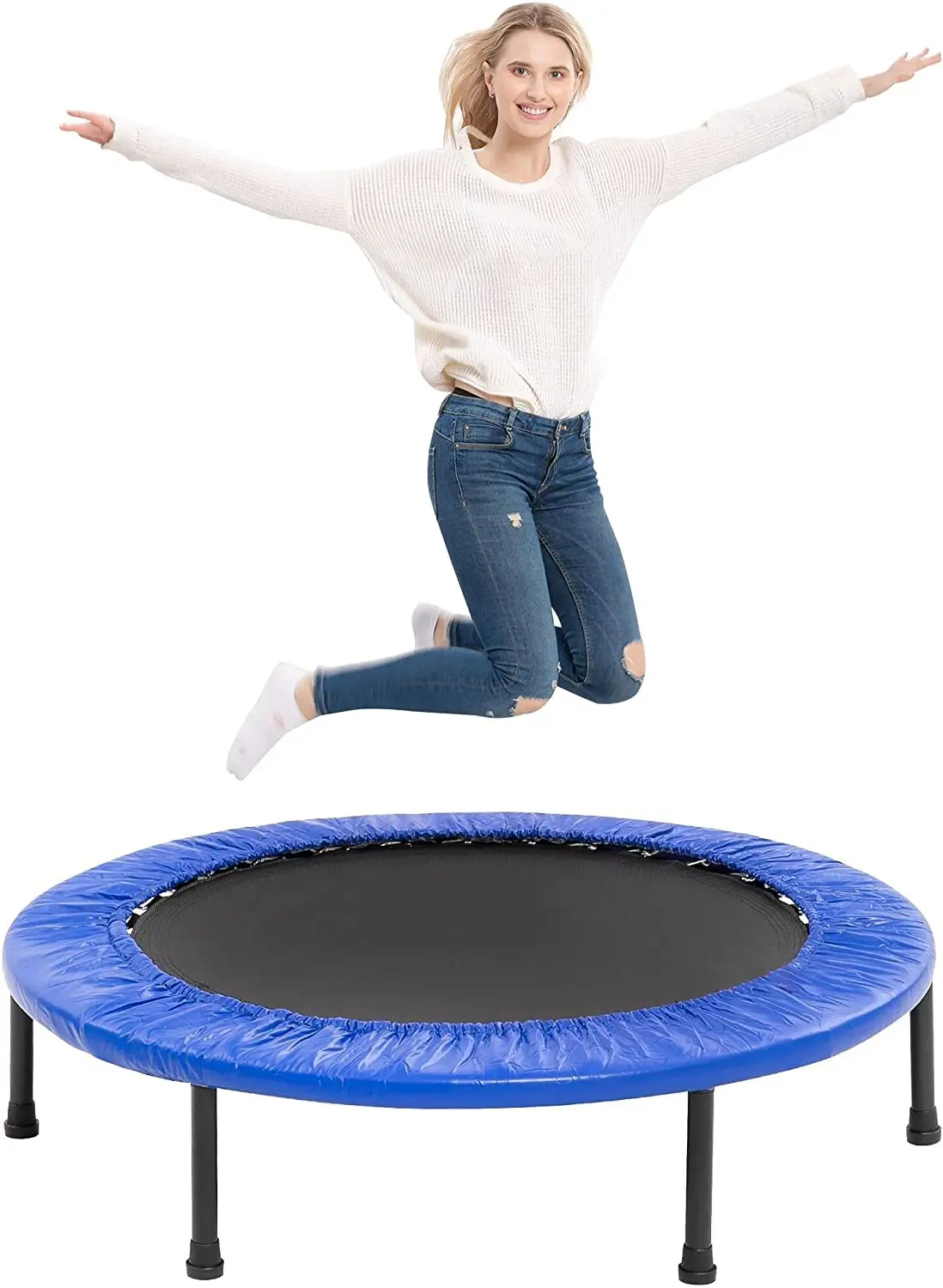 Reznor 48 Inch Portable Trampoline Heavy Mould Finish With Safety Pad, Weight Capacity 220Lbs 1