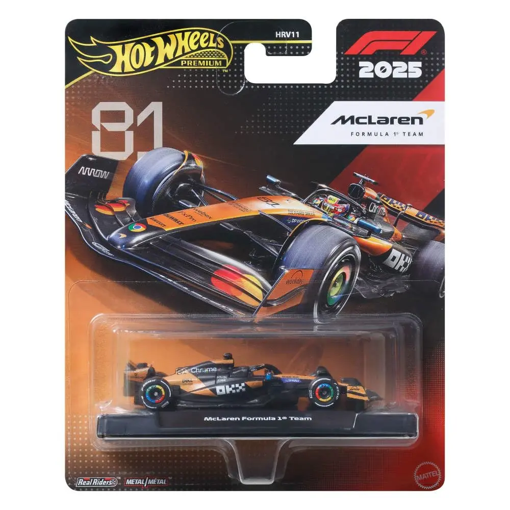 Hot Wheels Race Team Mclaren F1 Team (#81) 1:64 Scale Premium Die-Cast Formula 1 Collectible Toy Race Car With Real Riders Tires & Metal/Metal Body & Chassis For Collectors 1
