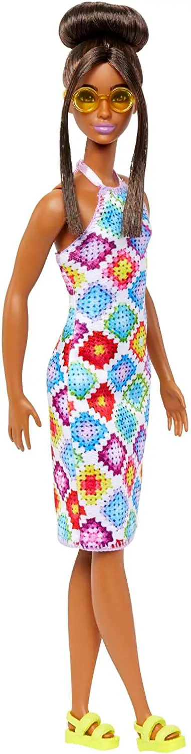 Barbie Fashionistas Doll With Bun And Crochet Halter Dress #210 For Kids Ages 3+ (Hjt07) 1