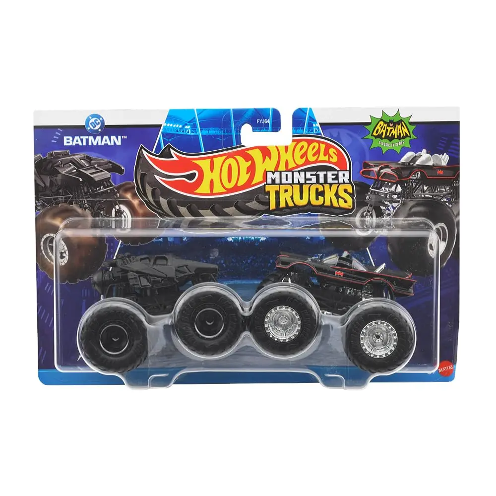 Hot Wheels Monster Trucks 1:64 Scale Demolition Doubles 2 Pack Collection, Dc Batman Vs Batman Classic Tv Series 1