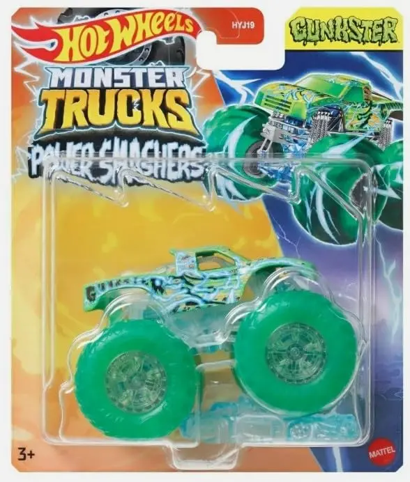 Hot Wheels Monster Trucks Power Smashers 1:64 Scale Die Cast Gunkster, Includes Crushed Car For Ages 3 Years & Up 1