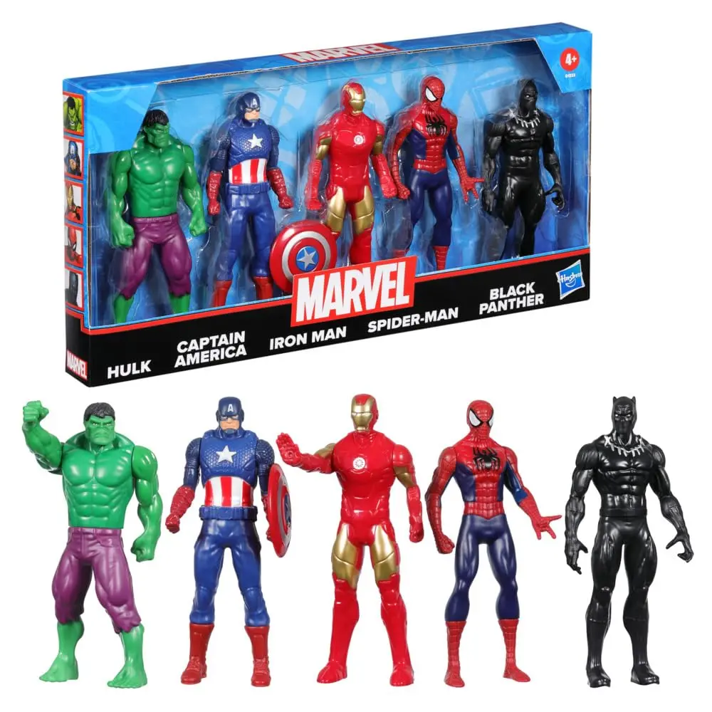 Marvel 6 Inch Super Heroes Iron Man, Spider-Man, Captain America, Hulk, Black Panther Action Figure, Pack Of 5 1