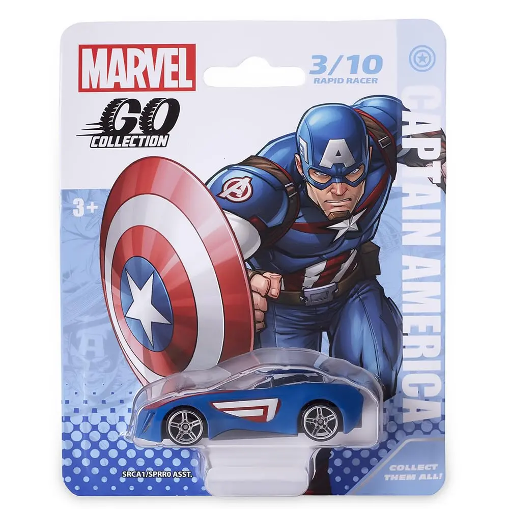 Marvel Go 1:64 Diecast Captain America Rapid Racer Toy Car For Collection For Ages 3 Years And Up 1