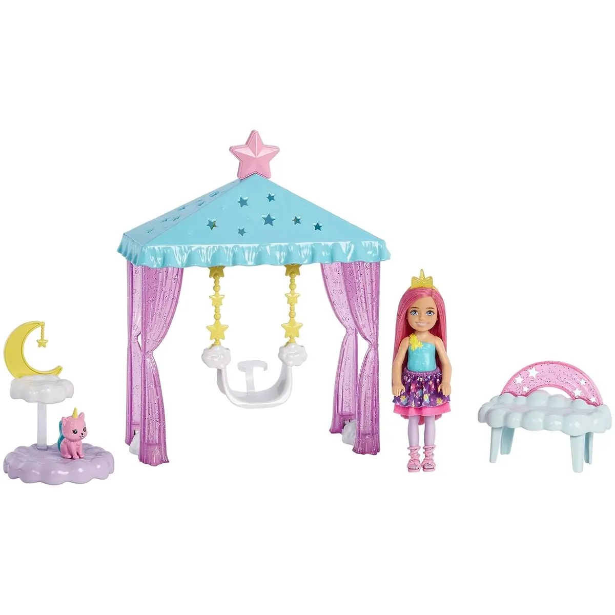 Barbie Dreamtopia Chelsea Small Doll With Gazebo Swing, Kitten And Accessories Playset For Ages 3+ 1